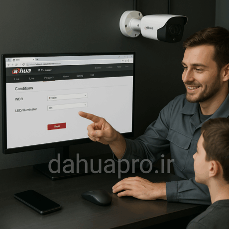 تنظیمات فعالسازی WDR و LED دوربین مداربسته تحت شبکه داهوا توسط تکنسین آموزش‌دهنده